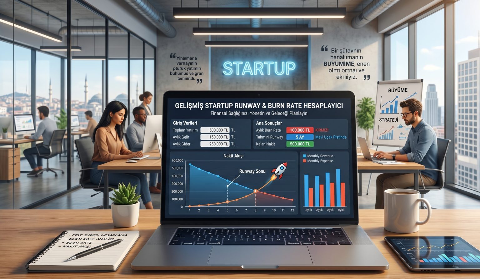 Gelişmiş Startup Runway ve Burn Rate Hesaplayıcı