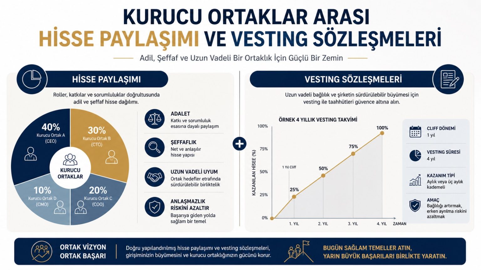 Kurucu Ortaklar Arası Hisse Paylaşımı ve Vesting Sözleşmeleri